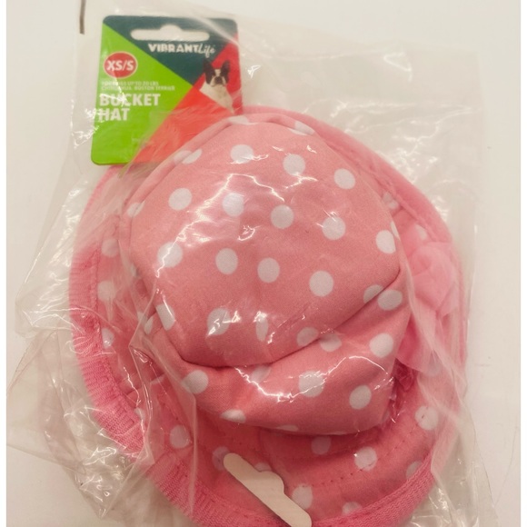 NWT Vibrant Life Dog Bucket Hat Pink/White polka dots Size XS/S(up to 20 pounds) - Picture 4 of 9